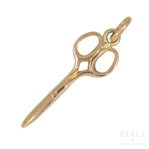 A pendant/charm modelled as a pair of scissors, 20th century
