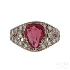 A ruby and diamond ring, Warsaw, 20th century