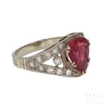 A ruby and diamond ring, Warsaw, 20th century