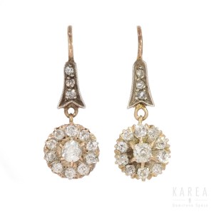 A pair of diamond drop earrings, 20th century