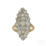 A navette/marquise shaped diamond paved ring, France, 20th century