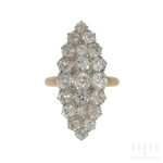 A navette/marquise shaped diamond paved ring, France, 20th century