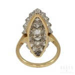 A navette/marquise shaped diamond paved ring, France, 20th century