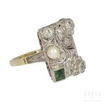 A tourmaline and pearl set diamond ring, 1930s-40s