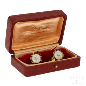 A pair of mother of pearl set cufflinks, France, early 20th century