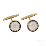 A pair of mother of pearl set cufflinks, France, early 20th century