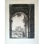 Luigi ROSSINI (1790-1857), Widok na świątynię Wenus w Rzymie przez bramę do Koloseum