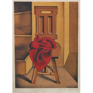 Berlewi Henryk (1894 Warszawa - 1967 Paryż) - [litografia, 1950] Stołek z czerwoną szmatą