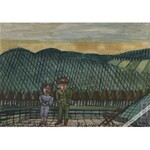 Nikifor Krynicki [Epifaniusz Drowniak] (1895-1968) - [akwarela, lata 1950-te] Krynica, rosyjski wojskowy
