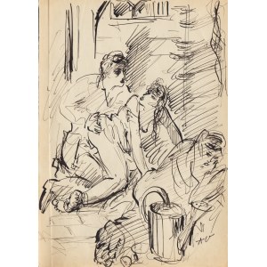 Antoni Uniechowski (1903-1976) - [drawing, ca. 1950-60] [Erotic Scene].