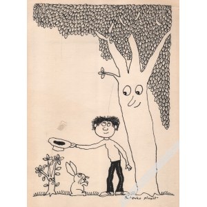 Bohdan Butenko (1931-2019) - [Zeichnung, 1992] [Hase und Junge unter dem Baum].