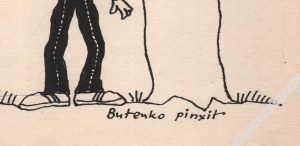 Bohdan Butenko (1931-2019) - [rysunek, 1992] [Zając i Chłopiec Pod Drzewem]