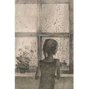 Wieslaw Majchrzak (1929-2011) - [Drawing, 1987] [Rain or Girl in the Window].