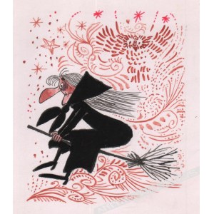 Miroslaw Pokora (1933-2006) - [Drawing, 1970s-The?] [Flight on a Broom].