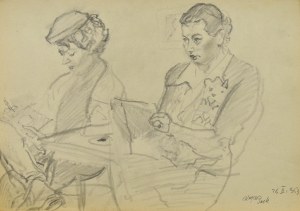 Kasper POCHWALSKI (1899-1971), Kobiety w trakcie lekcji rysunku, 1953