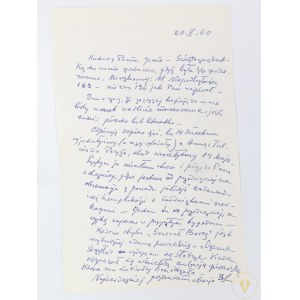 Autograf Marii Dąbrowskiej! List do Jana Pierzchały 20.V.1960