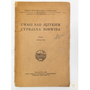 Fik Ignacy, Uwagi nad językiem Cyprjana Norwida