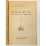 Fik Ignacy, Uwagi nad językiem Cyprjana Norwida