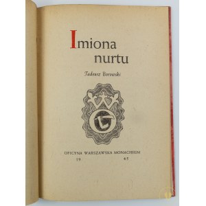 [opr. graf. Anatol Girs] Borowski Tadeusz, Imiona nurtu [Monachium 1945]
