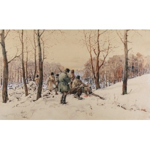 Stanislaw GIBIANSKI (1882-1971), Scene after the hunt