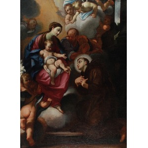 Malarz nieokreślony, k. XVIII w., Madonna z Dzieciątkiem i świętym Antonim