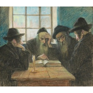 Malarz nieokreślony, XX w., Żydzi nad księgą