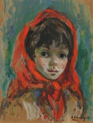 Katarzyna LIBROWICZ (1912-1991), Dziewczynka w czerwonej chuście, 1964