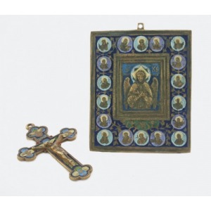 Krzyż łaciński i plakieta - Ikona z Chrystusem - Świętą Ciszą
