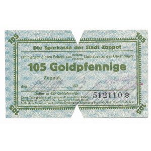 Zoppot (Sopot), Sparkasse der Stadt, 105 Goldpfennige 1923