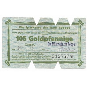 Zoppot (Sopot), Sparkasse der Stadt, 105 Goldpfennige 1923