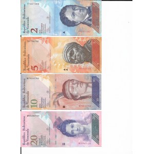 Wenezuela, Zestaw 13 banknotów 2 - 100000 BOLIVARES 2007 - 2017