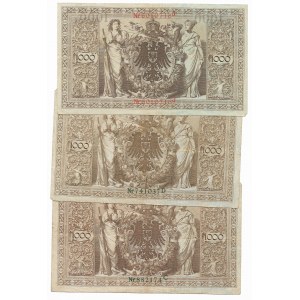 Niemcy, Zestaw banknotów - 3 x 1000 Marek 1910