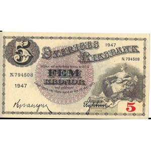 Szwecja, 5 Kronor 1947