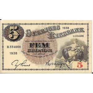 Szwecja, 5 Kronor 1938