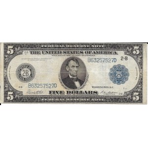 USA, 5 Dolarów 1914 (large size) - NEW YORK