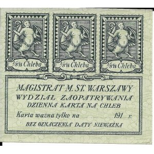 Karta żwynościowa dla ludności miasta stołecznego Warszawy, I wojna światowa - stan bankowy