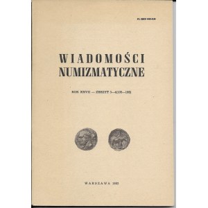 Wiadomości numizmatyczne rok XXVII, Warszawa 1983r.