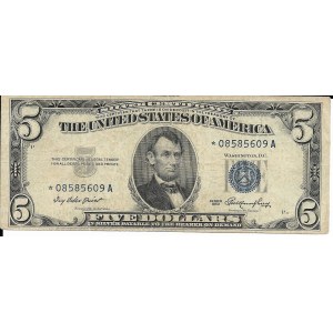 USA, 5 dolarów 1953, niebieska pieczęć