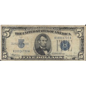 USA, 5 dolarów 1934, niebieska pieczęć