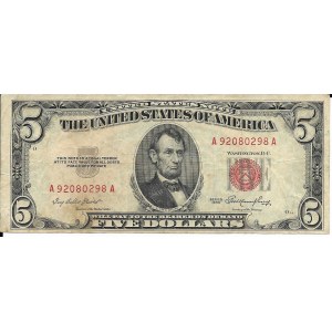 USA, 5 dolarów 1953, czerwona pieczęć