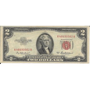 USA, 2 dolary 1953, czerwona pieczęć
