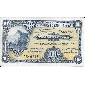 Gibraltar, 10 Shillings 1958