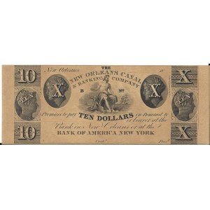 USA, 10 Dolarów NEW ORLEANS CANAL & BANKING COMPANY - BANK OF AMERICA NEW YORK