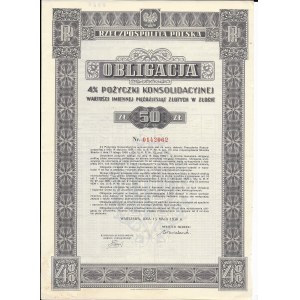 Obligacja - $ Pożyczki Konsolidacyjnej - 50 zł - 1936