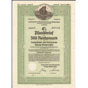 Gdańsk 1941 list zastawny 500 Reichsmark
