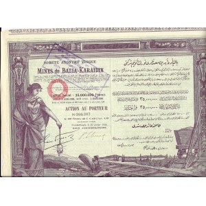 Mines de Balia Karaidin - Akcja na okaziciela, 100 Franków - 1926