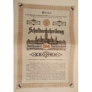 Obligacja miasta Wiednia 4%, 200 Koron 1892