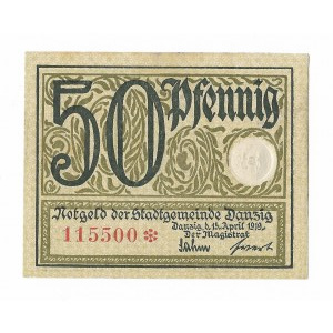 50 fenigów 1919 - zielony druk