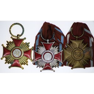 PRL, Złoty, Srebrny i Brązowy Krzyż Zasługi, zestaw 3 sztuk