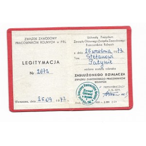 Odznaka Zasłużony Działacz Związku Zawodowego Pracowników Rolnych - w oryginalnym pudełku z legitymacją
